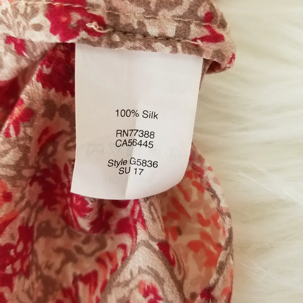 Madewell Paisley Print Off the Shoulder Silk Blouse Size M - Picture 6 of 7
